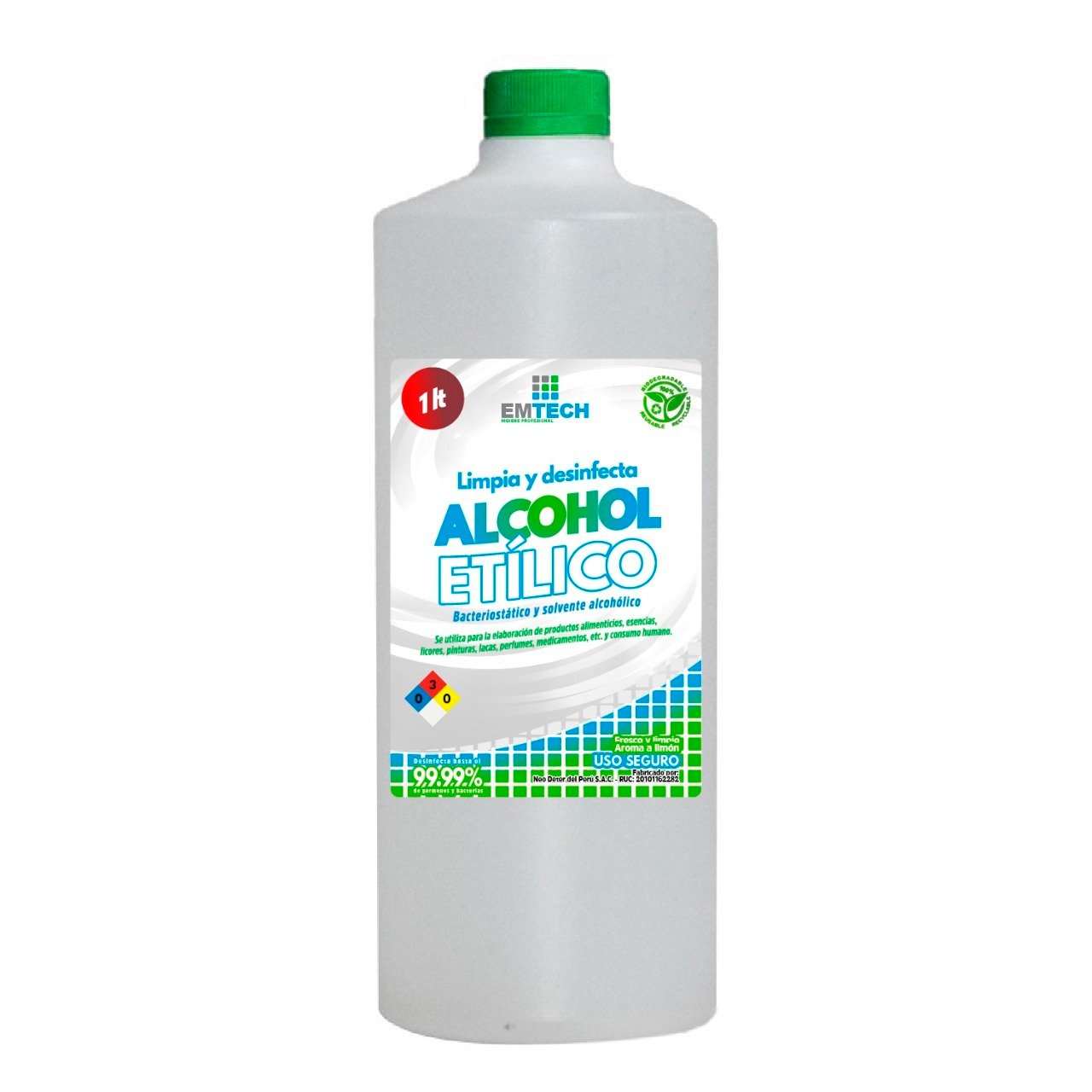 Alcohol Etílico 96% Desinfectante Eliminador Microorganismo